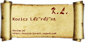 Kozicz Lóránt névjegykártya